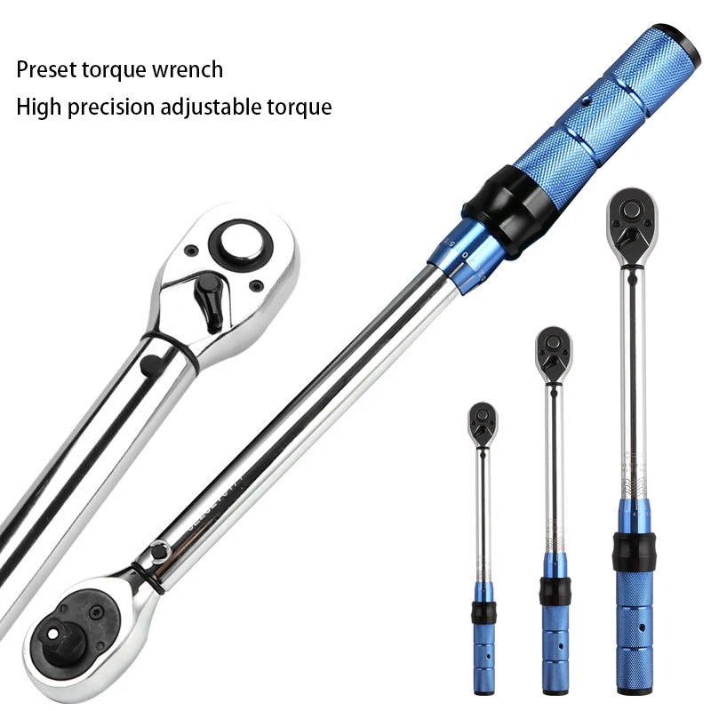 1Pcs Chrome Vanadium Steel Torque Wrench1/2 3/8 Inch 1/4 Drive 5~210Nm Preset Adjustable Auto Repairs Torque Wrench
