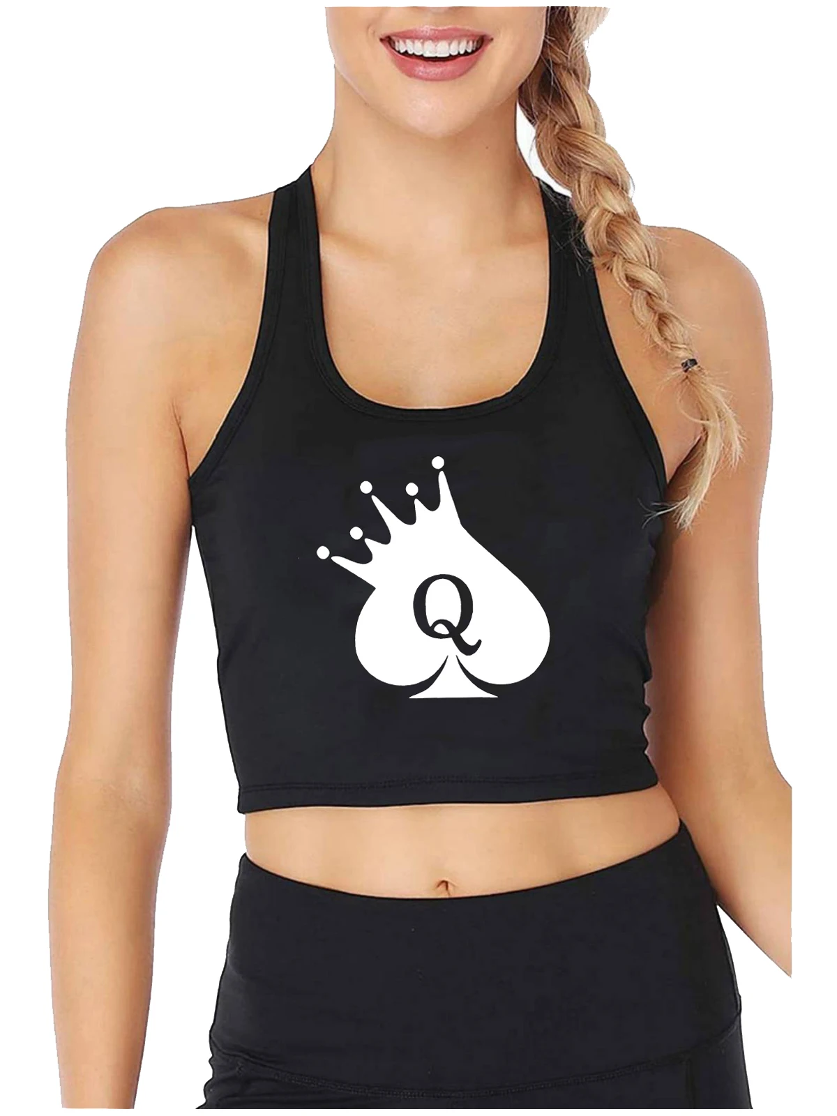 

Queen Of Spades Graphics Design Sexy Slim Fit Crop Top Hotwife Naughty Flirtation Style Tank Tops Swinger Training Camisole