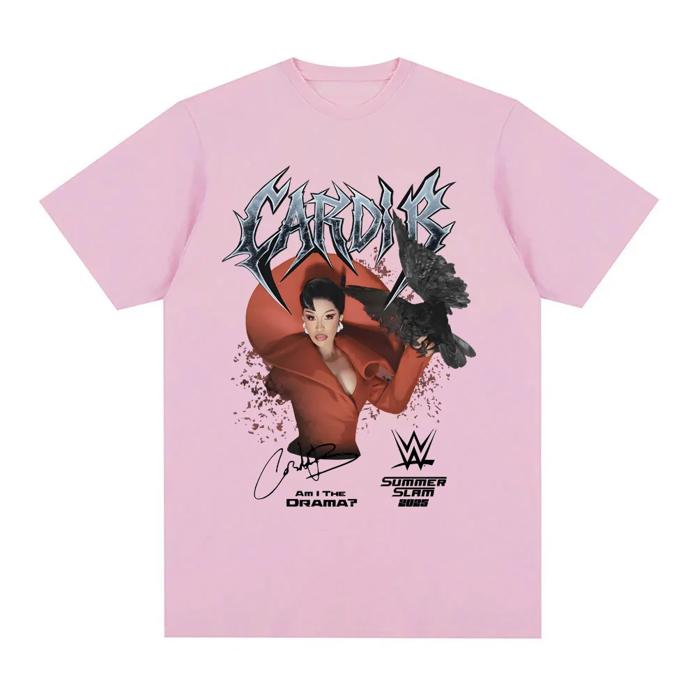 تي شيرت Cardi B موقع-AM I THE DRAMA تي شيرت بأكمام عصرية برقبة دائرية تي شيرت صيفي 100% قطن تي شيرت Camiseta Hombre ملابس صيفية