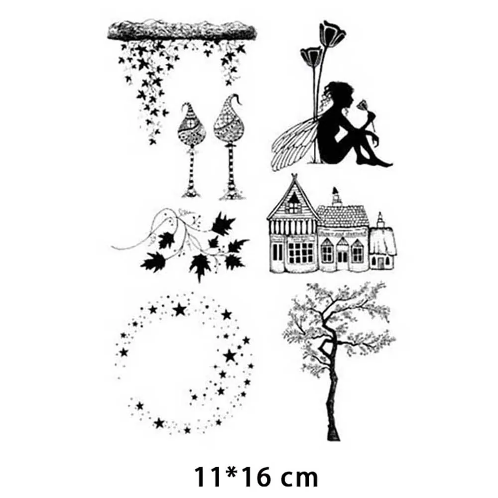 2025 Trees Fairy Clear Rubber Transparent Stamp Seal for DIY Scrapbooking Card Plants Clear Stamps Making Photo Album Crafts