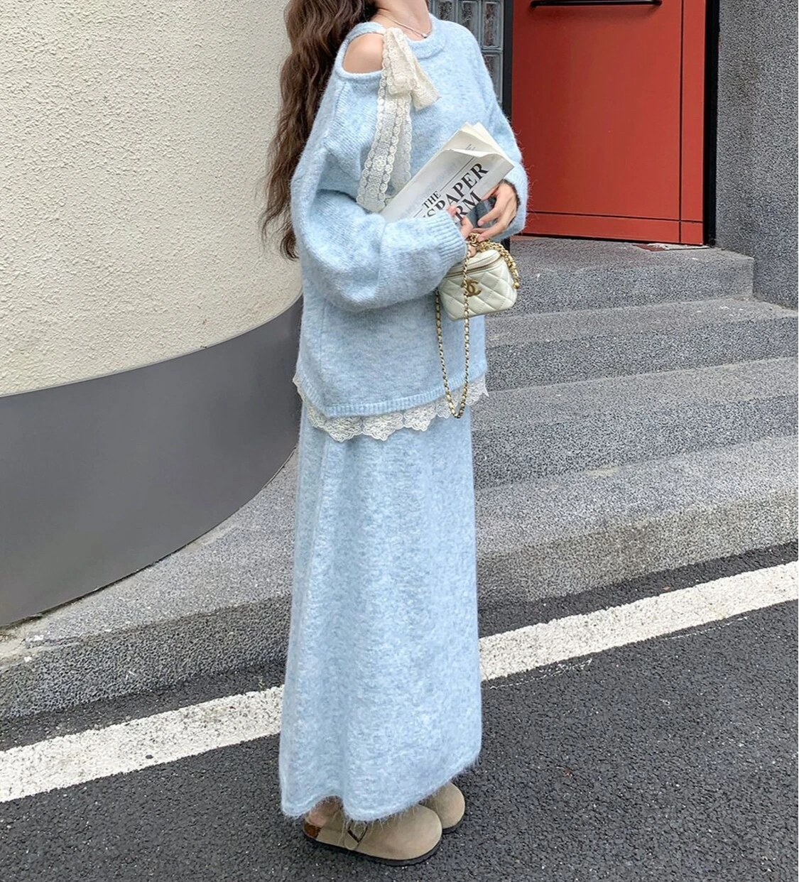 Sweater Set for Women's Autumn 2025 New Outfit, A Complete Set of High-end and Slimming Skirt Two-piece Set