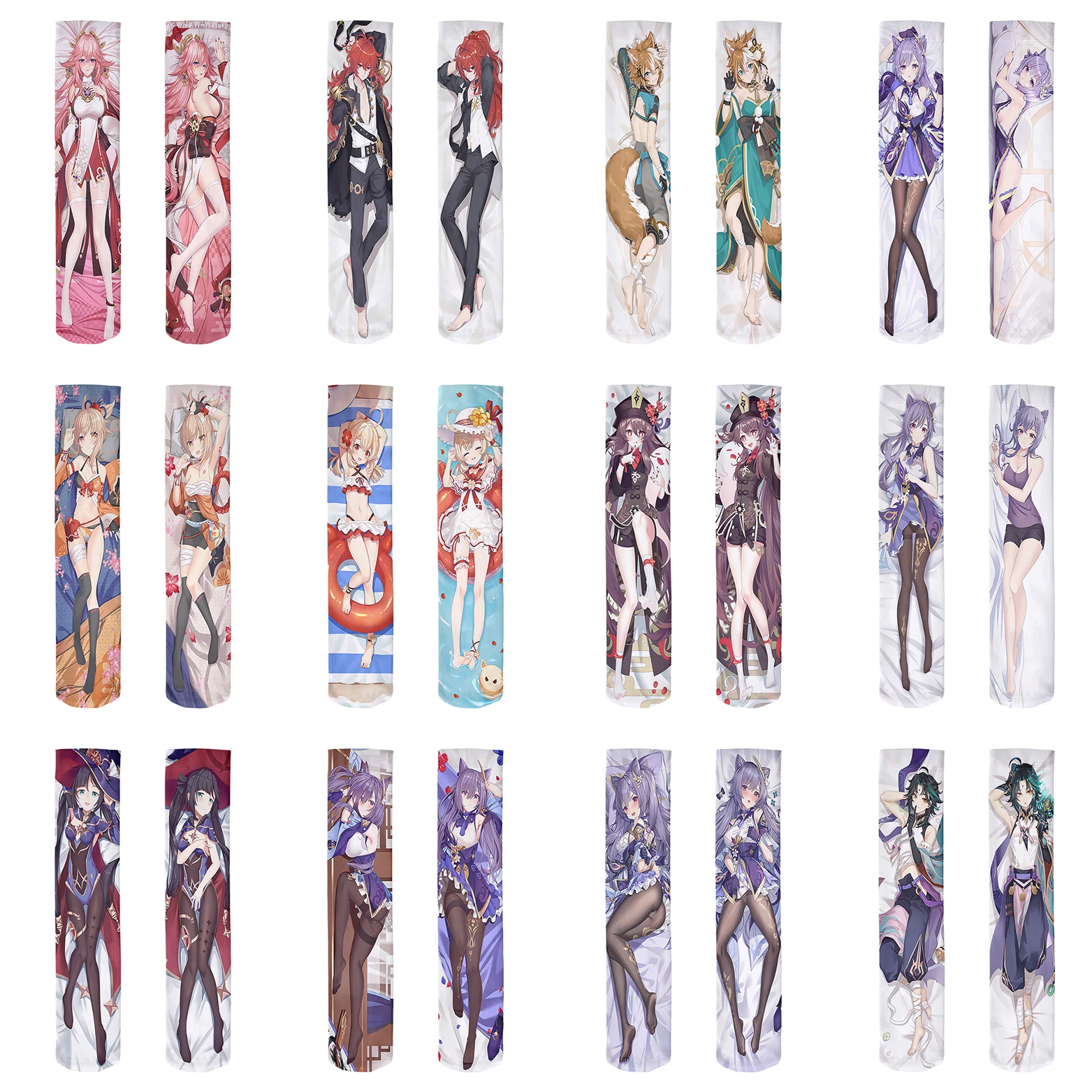 3D Printing Genshin Impact Cartoon Long Socks Women Cute Sweet Lolita JK Long Tube Silk Socks Anime Girls Cosplay Japanese Socks