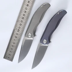 Stellar Mark M390 Bear Logo Ceramic Bearing Titanium Handle Folding Blade Tactical Outdoor Camping Hunting EDC Tool Knife