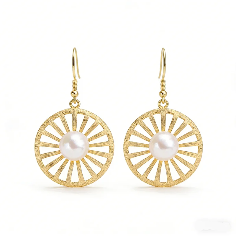 

Минималистичные серьги из стерлингового серебра 925 пробы с натуральным пресноводным жемчугом, позолоченные 18-каратным золотом, креативные серьги в форме ломтика лимона, современный шик.