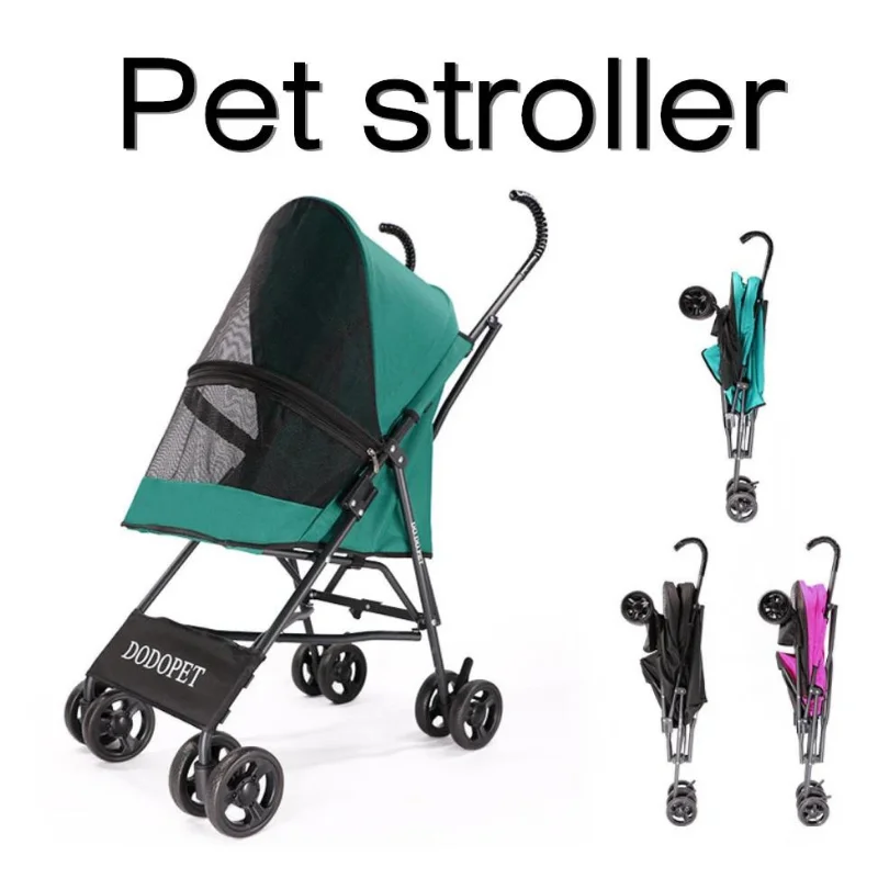 Installation free portable folding Cat Dog stroller Stroller for dogs teddy small cart cage four wheel outdoor travel supplies