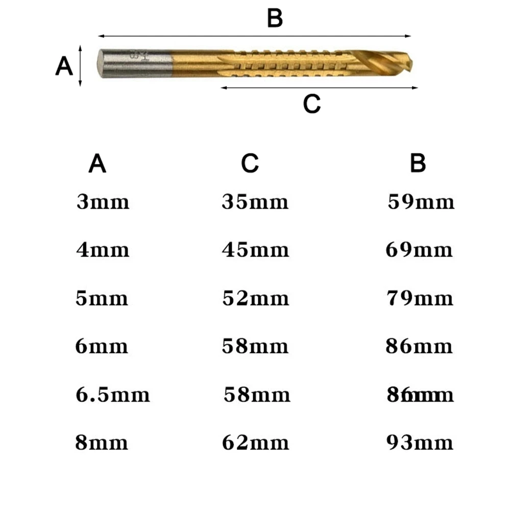 3/4/5/6/6.5/8mm Handle Twist Drill Bit Set Spiral Screw Composite Tap Drill Bit Tap for Wood,Plastic Board