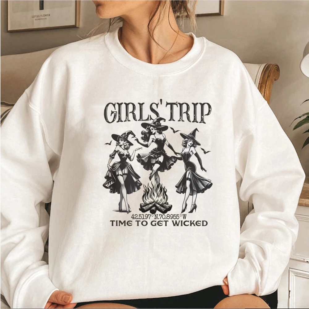 Sweat-shirt Sorcière Rétro pour Femme et Fille, Vêtement Assressentipour Halloween, Voyage, Enterrement de Vie de Jeune Fille