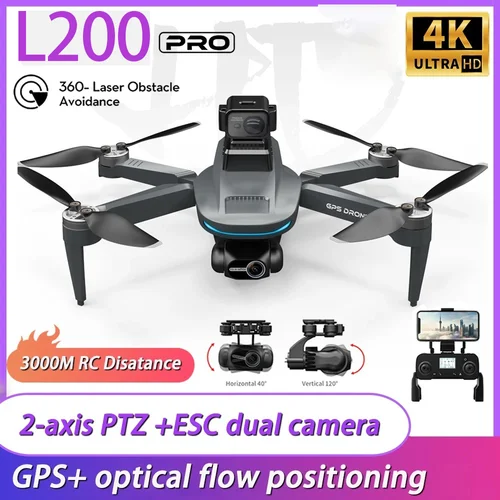 Nuevo Dron profesional L200 PRO MAX 4K con cámara Dual para evitar obstáculos Flyer cardán de 2 ejes helicóptero sin escobillas GPS RC Juguetes