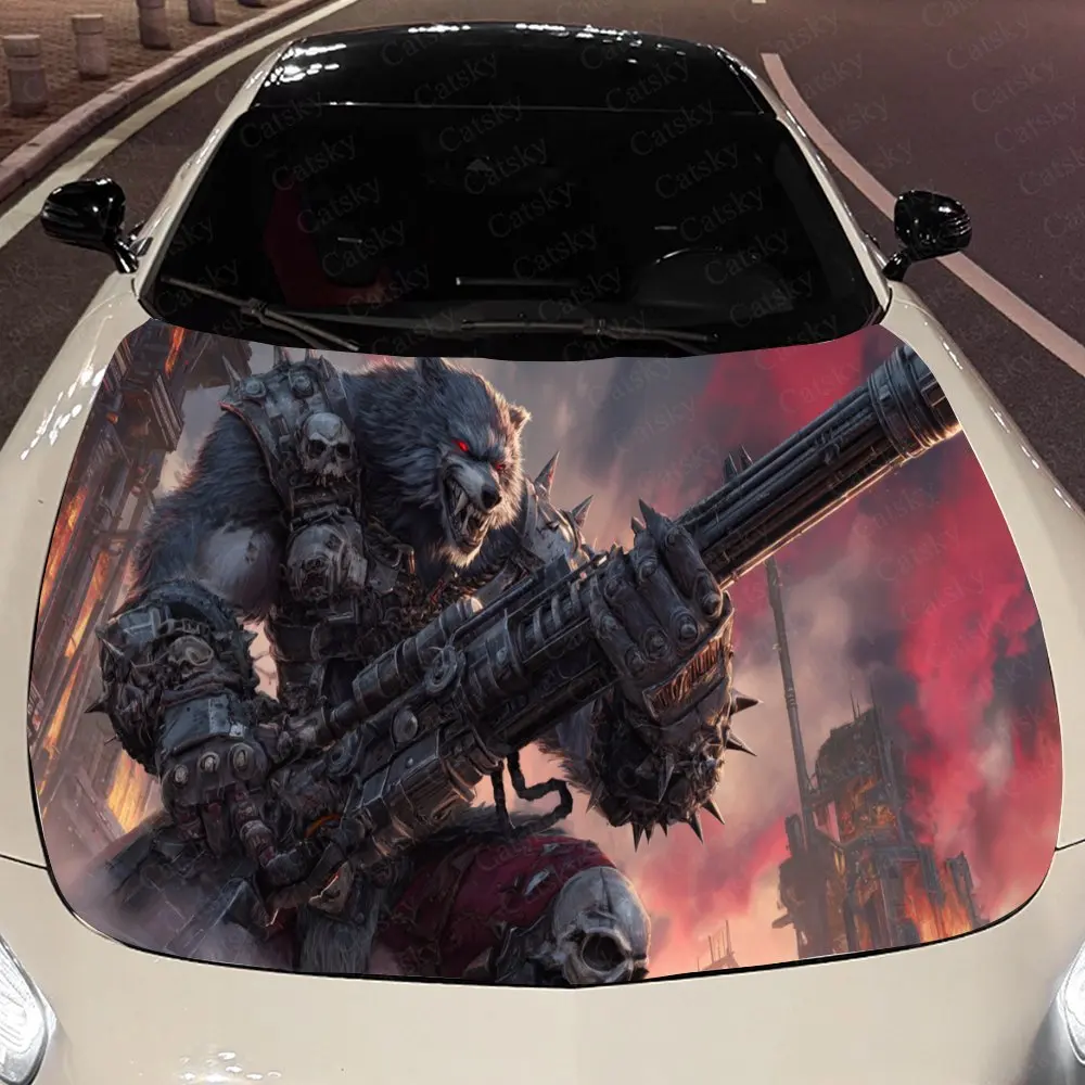 

Attrative Werewolf Warrior Auto Cover Sticker, Waterproof and Self-adhesive Auto Hood Decal, Auto Vinyl Wraps, Cool Car Exterior