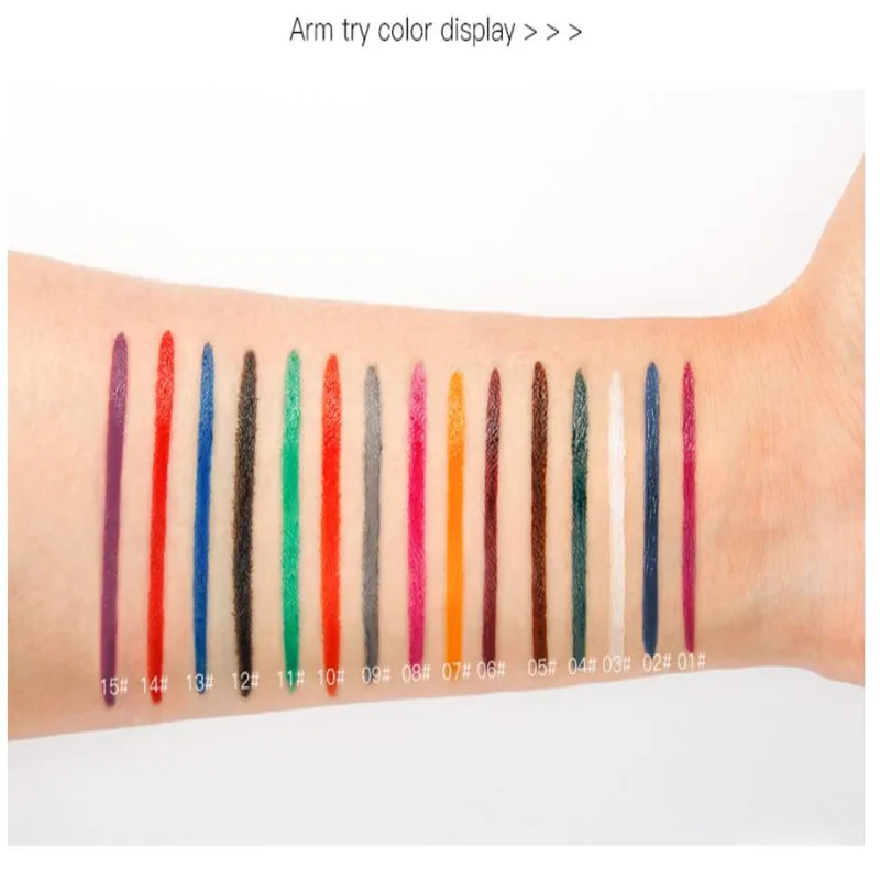 Pudaier 15 Colors Matte Colorful Liquid Eyeliner Waterproof Not Dizzy Long Lasting Quick Dry Brighten Smooth Eye Liner Makeup