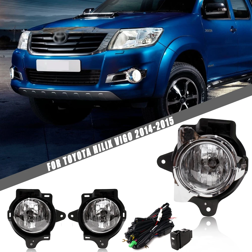 

Front Bumper Fog Lamp Upgrade Kit FOR Toyota HILUX VIGO 2014-2015 Version Additional Foglight Set Switch + Wiring