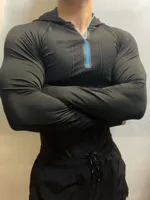 Sudadera con capucha con cremallera para gimnasio 1,0 Fitness manga larga para hombre Otoño/Invierno clásico superhéroe ciclismo correr velocidad Sudadera con capucha seca Camiseta larga