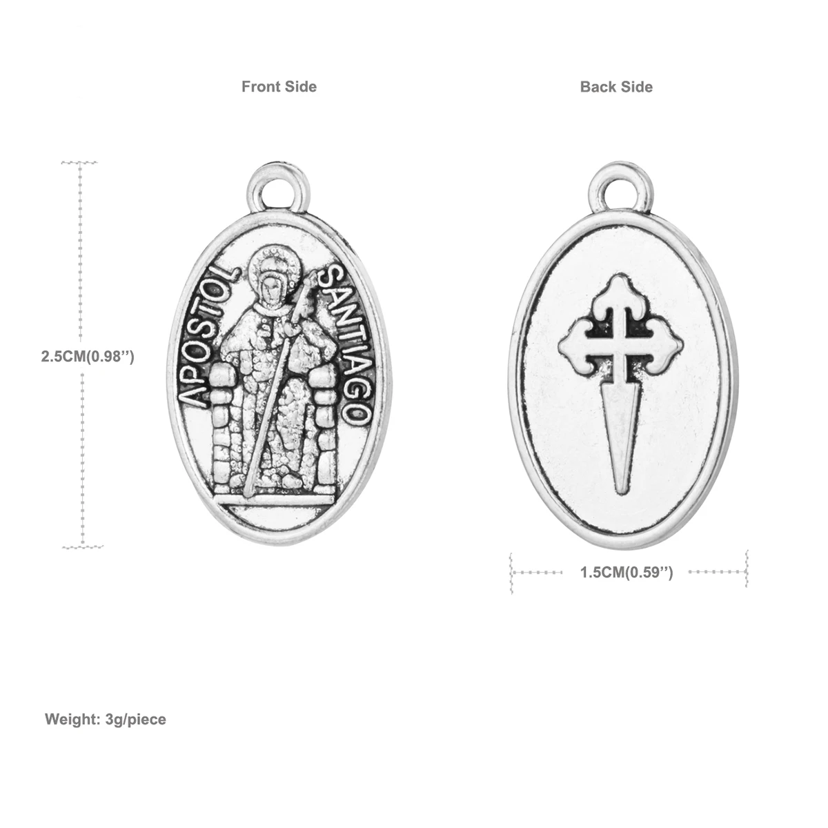 10Pcs Santiago Apóstol Medal Pendants Christian Carved Cross Charms for DIY Necklace Jewelry Making Accessories