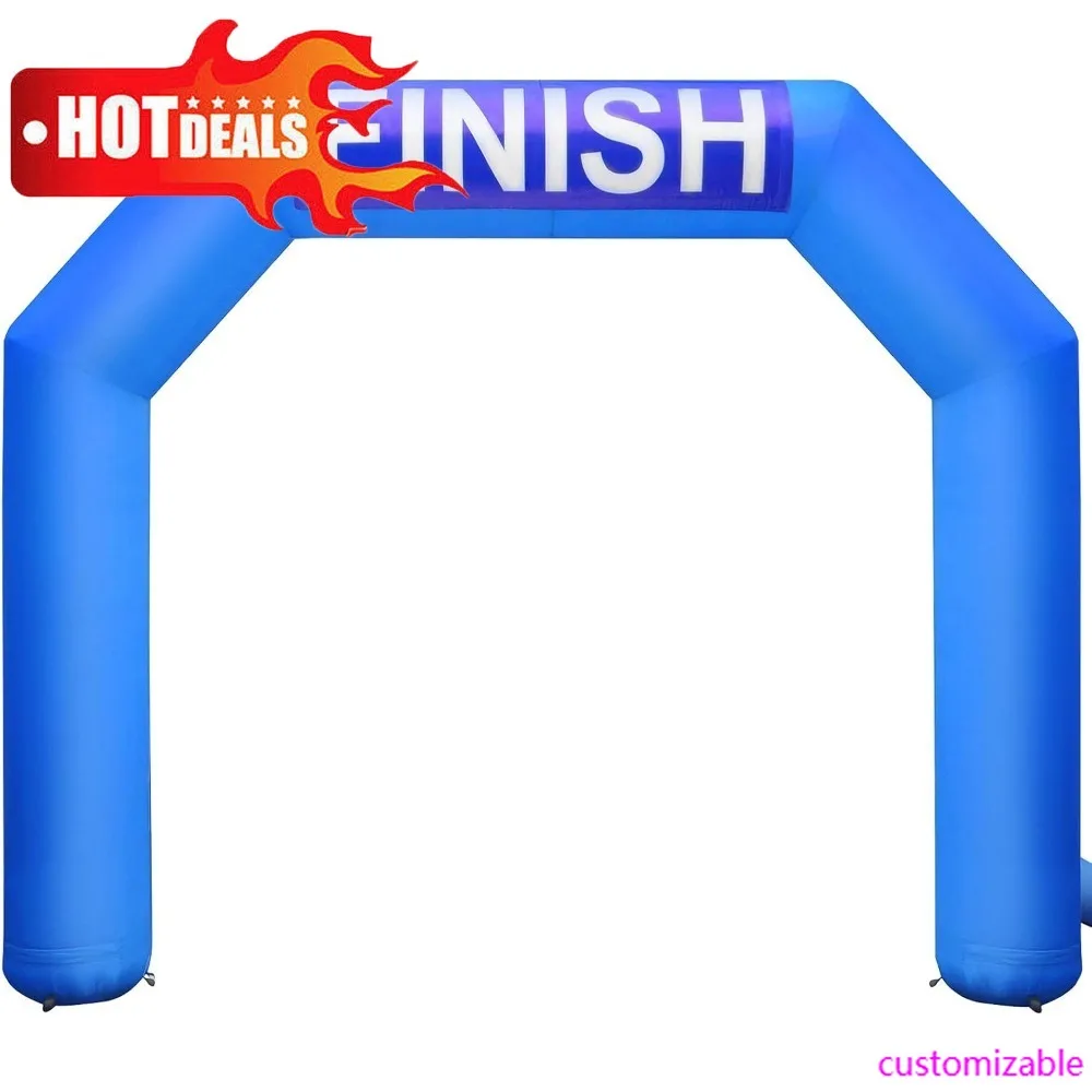 

Hot-15Ft Inflatable Arch Blue With Start Finish Line Banners And Powerful Blower, Hexagon Inflatable Archway For Race Outdoor Ad
