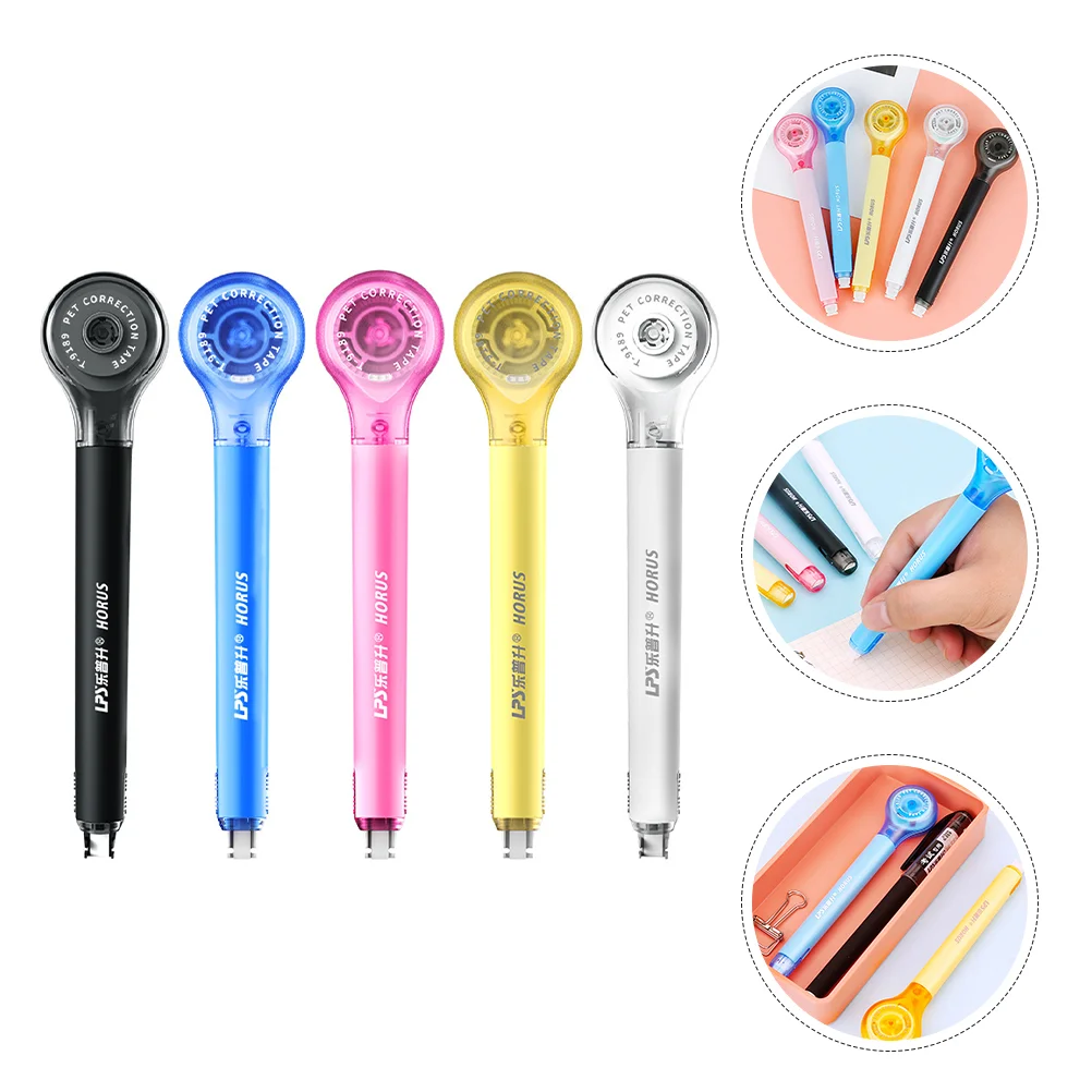 5 Pcs Roller Pen Correction Tape Student Stationery Instant Sticker 1400X300X250CM Pvc Plastic Liner Writing White Out Tapes