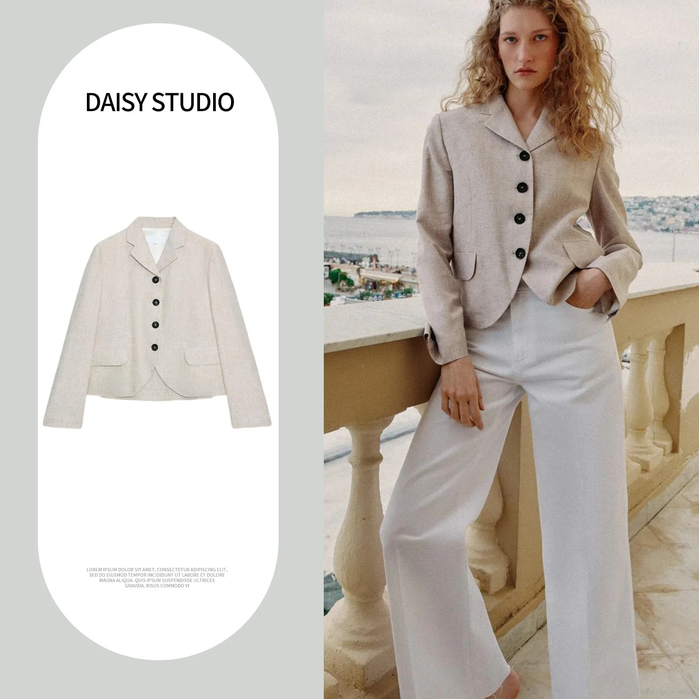 

New Summer Women's Single-Button Long-Sleeve Peak-Lapel Shoulder Pad Suit Jacket Classic Preppy Style Casual Straight Cut Pol...