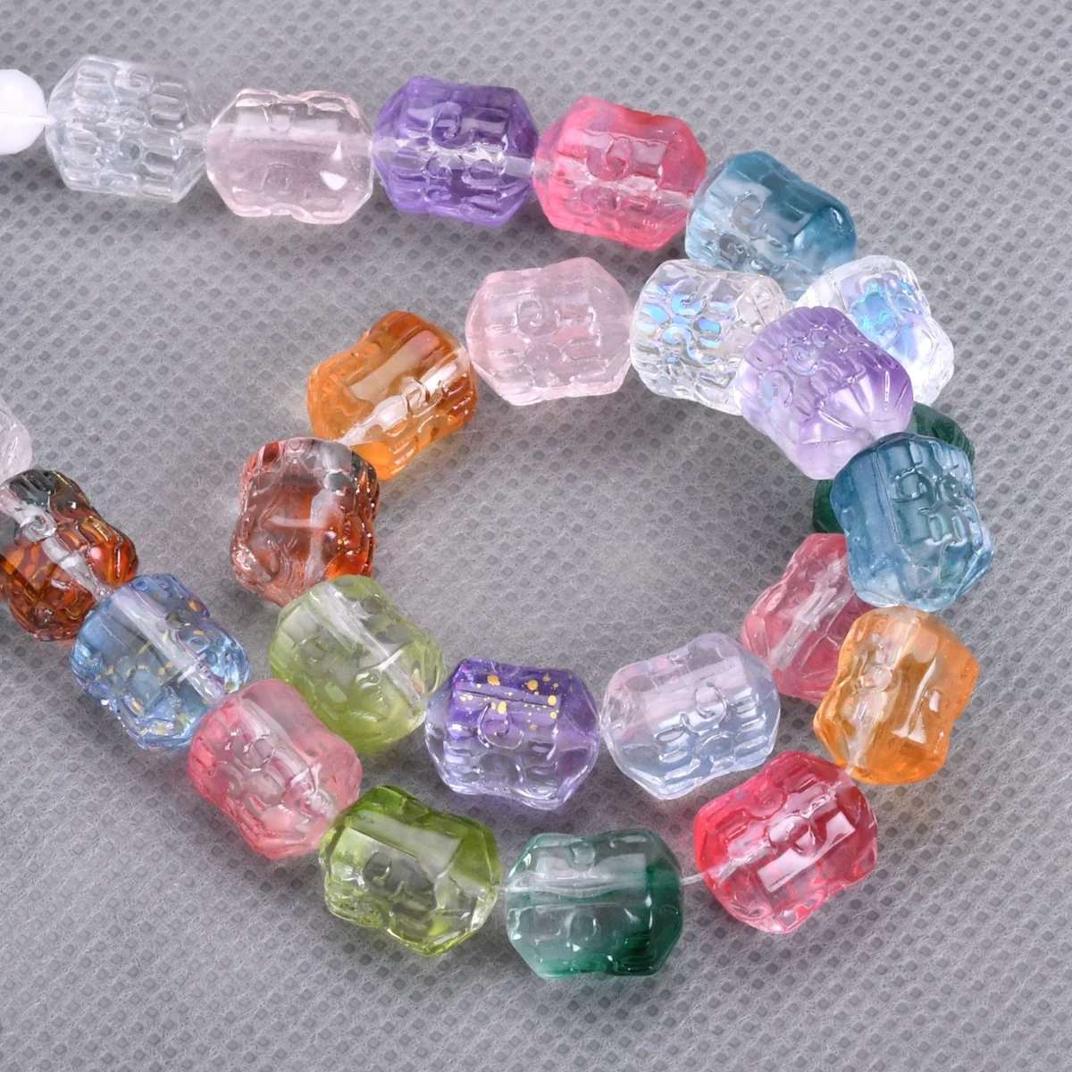 Cilindro Forma Vidro Loose Beads para Fazer Jóias, Handmade, Relevo, Lampwork, DIY Pulseira, Artesanato, Descobertas, 10PCs, 12x10mm