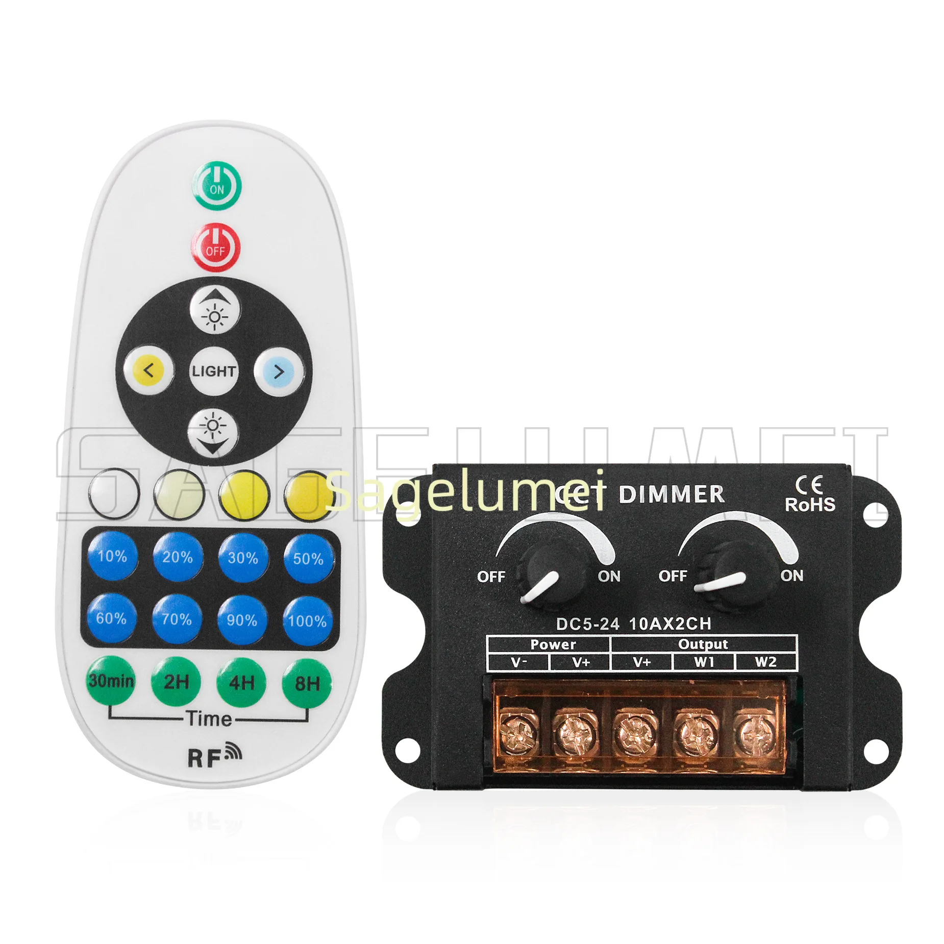5-24VDC Dual color temperature LED Amplifier Dual knob CCT Dimmer led strip Amplifiter power Signal Repeater for WW CW Lamp tape view 5