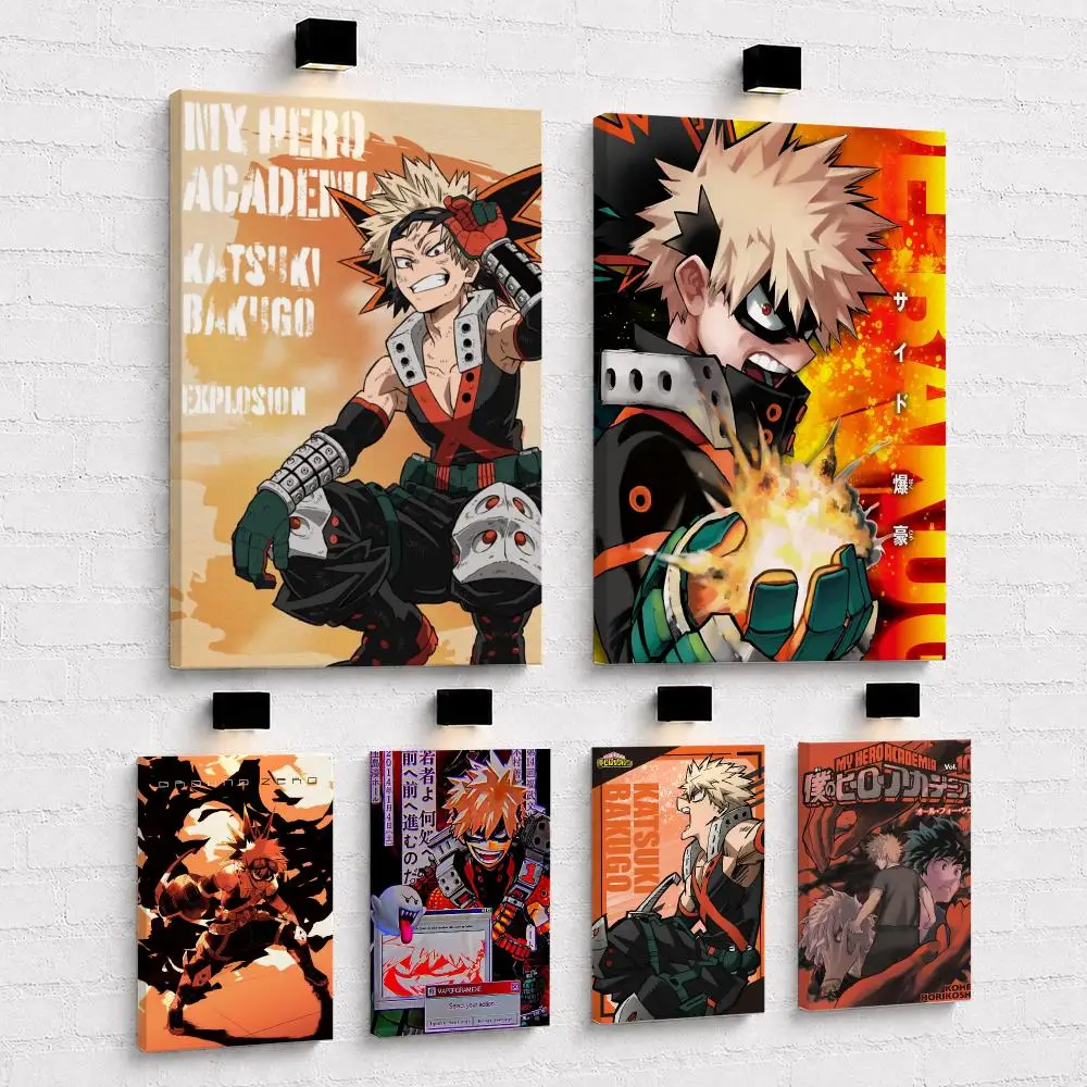 Anime B-Bakugo Katsuki Japan Framed Wall Painting Wood Canvas Poster For Living Room Bedroom Hallway Office Home Decor Gift