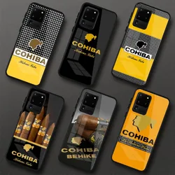 C-COHIBA Luxury Phone Case for Samung S23 S22 S21 Pro Ultra A13 A33 A53 NOTE 20 PC Glass Cover Funda Shell