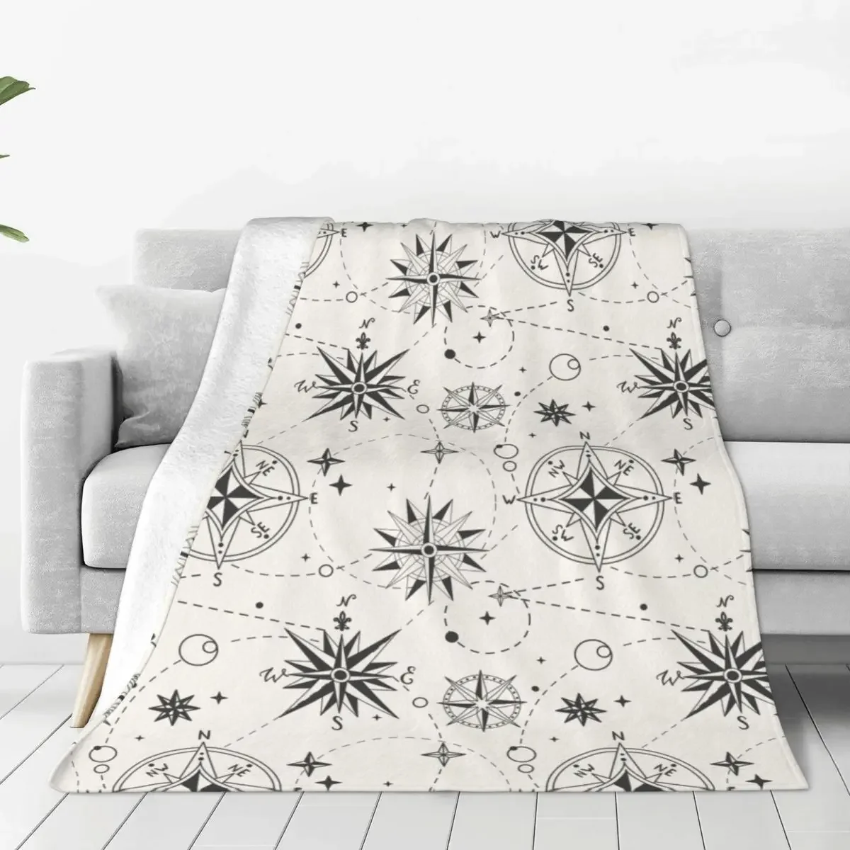 

Vintage Wind Rose Nautical Background Fleece Throw Blanket Blanket for Bedding Outdoor Warm Bedspread