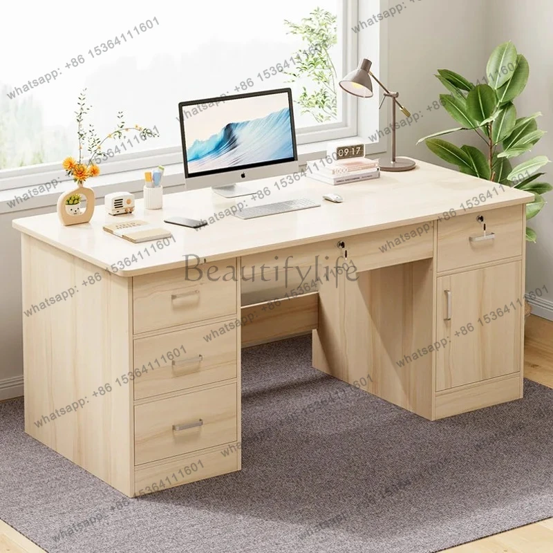 simple modern desktop computer desk office staff table and chair combination home desk workbench