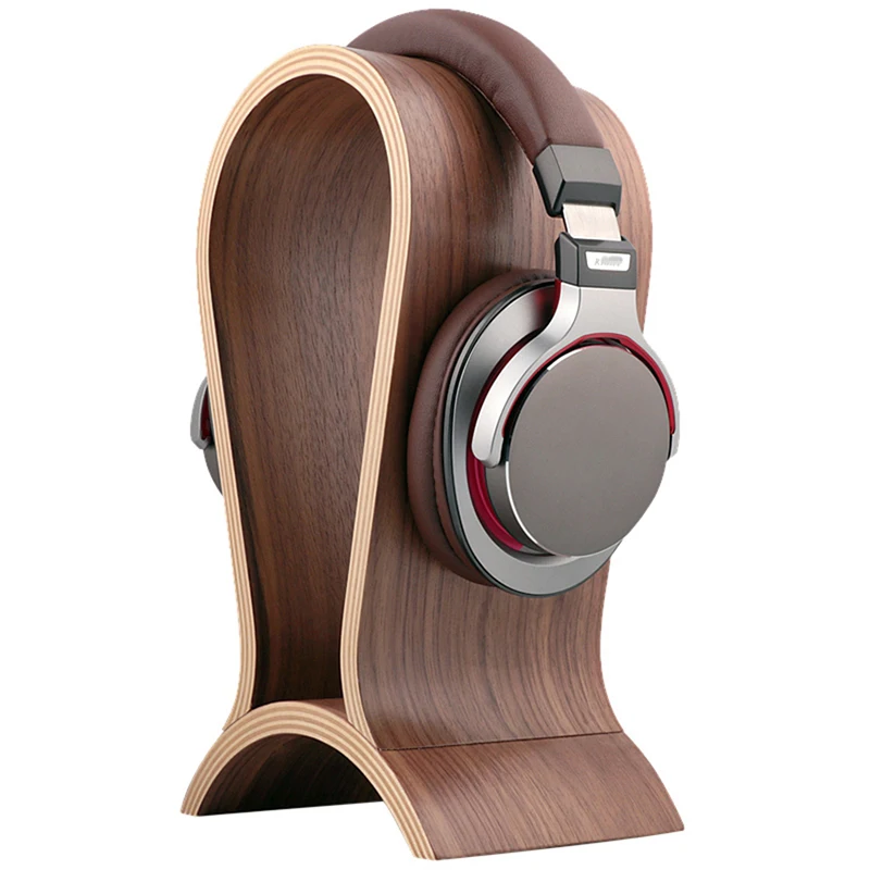 Desktop Headphone Stand Bracket Walnut Wood Computer Headset Headphone Rack Display Stand Gaming Headphone Hanger Holder