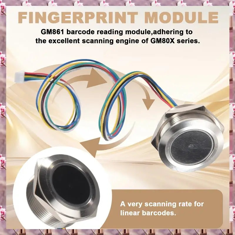 2025 GM861 métal LED anneau de contrôle voyant UART Interface 1D/2D Code à barres QR Code lecteur de code à barres Module, GM861 métal LED Co