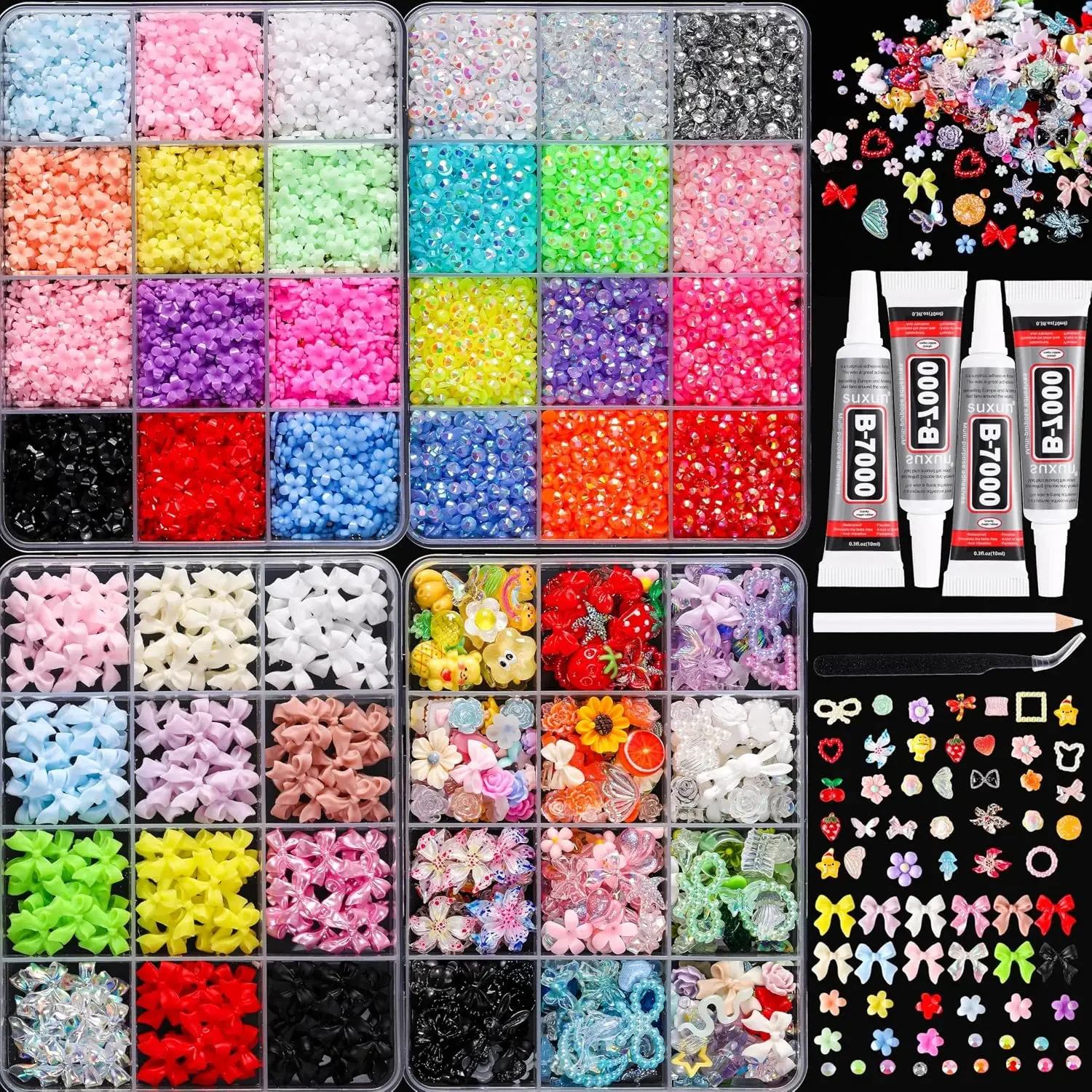 Colorful Macaron Nail Charms and Accessories Kit