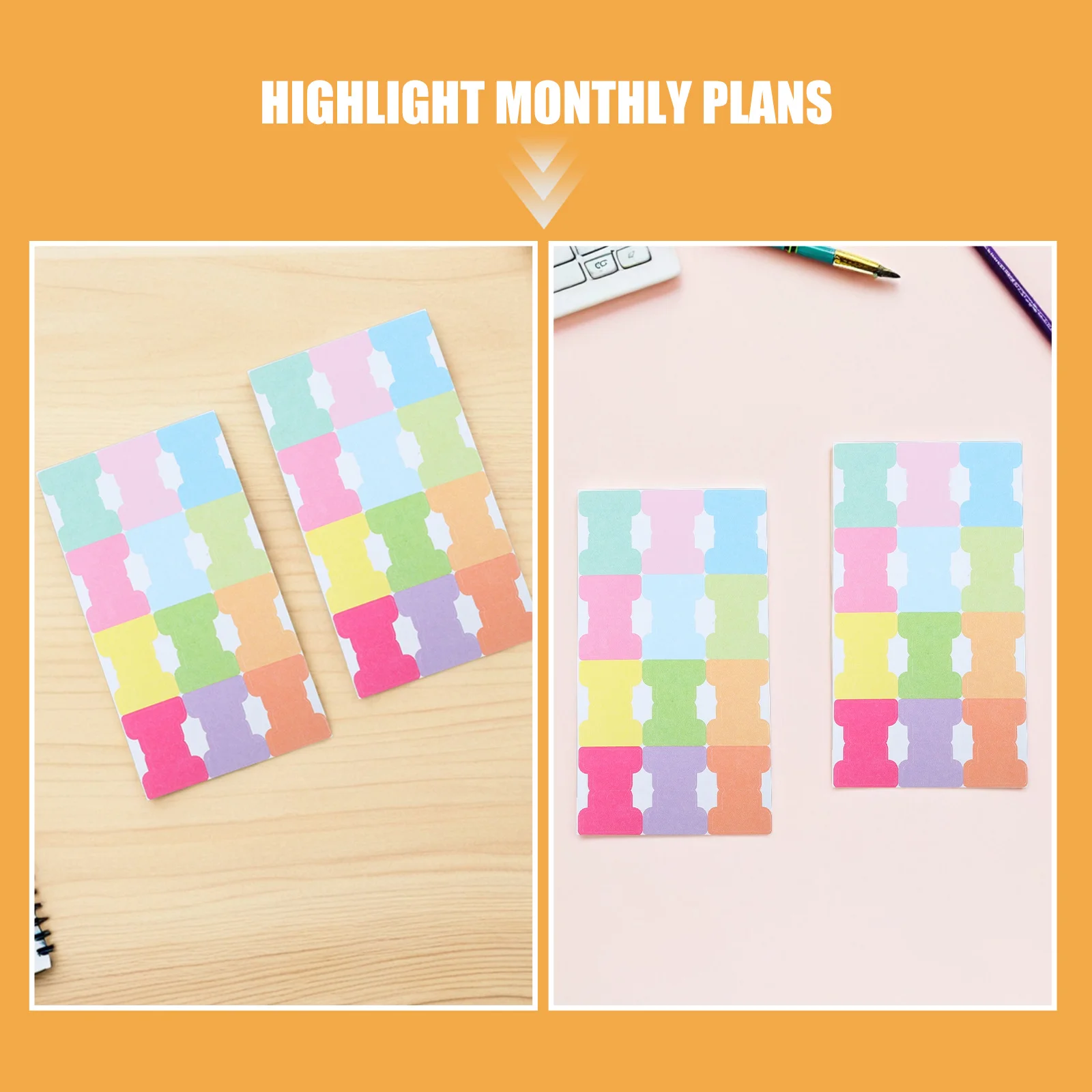 480Pcs Monthly Adhesive Tabs Planner Journal Stickers with Writeable Index Tabs for School Office Home Use Colorful Date Label