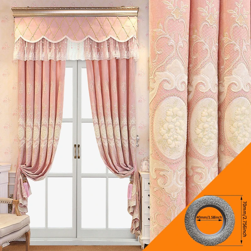 

2pcs Embroidered curtain fabric Luxurious atmospheric embroidered chenille curtain, without valance