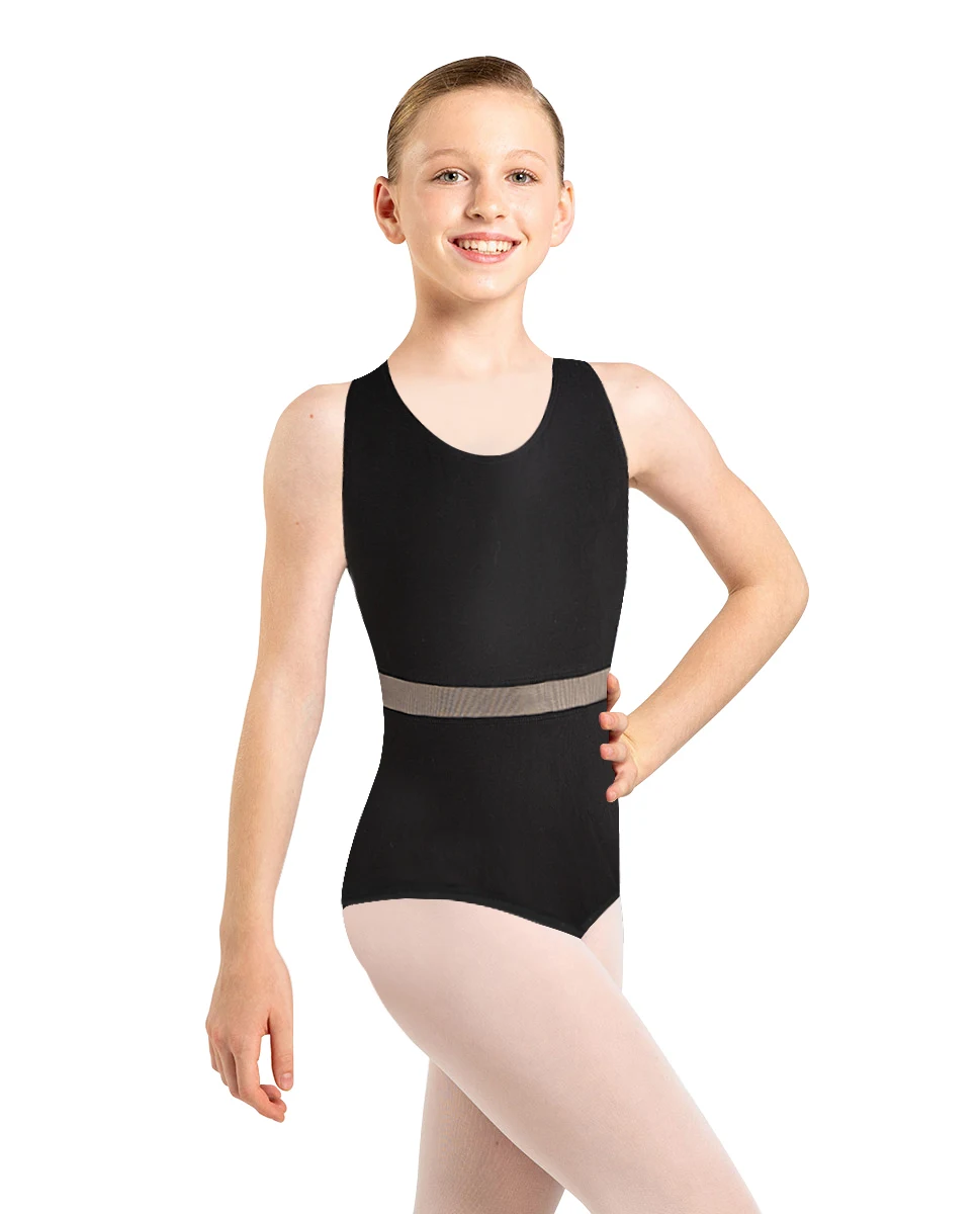 Girls’ Ballet Dance Leotard Tank Leotards Sleeveless Mesh Waist Hollow Crisscross Straps Back