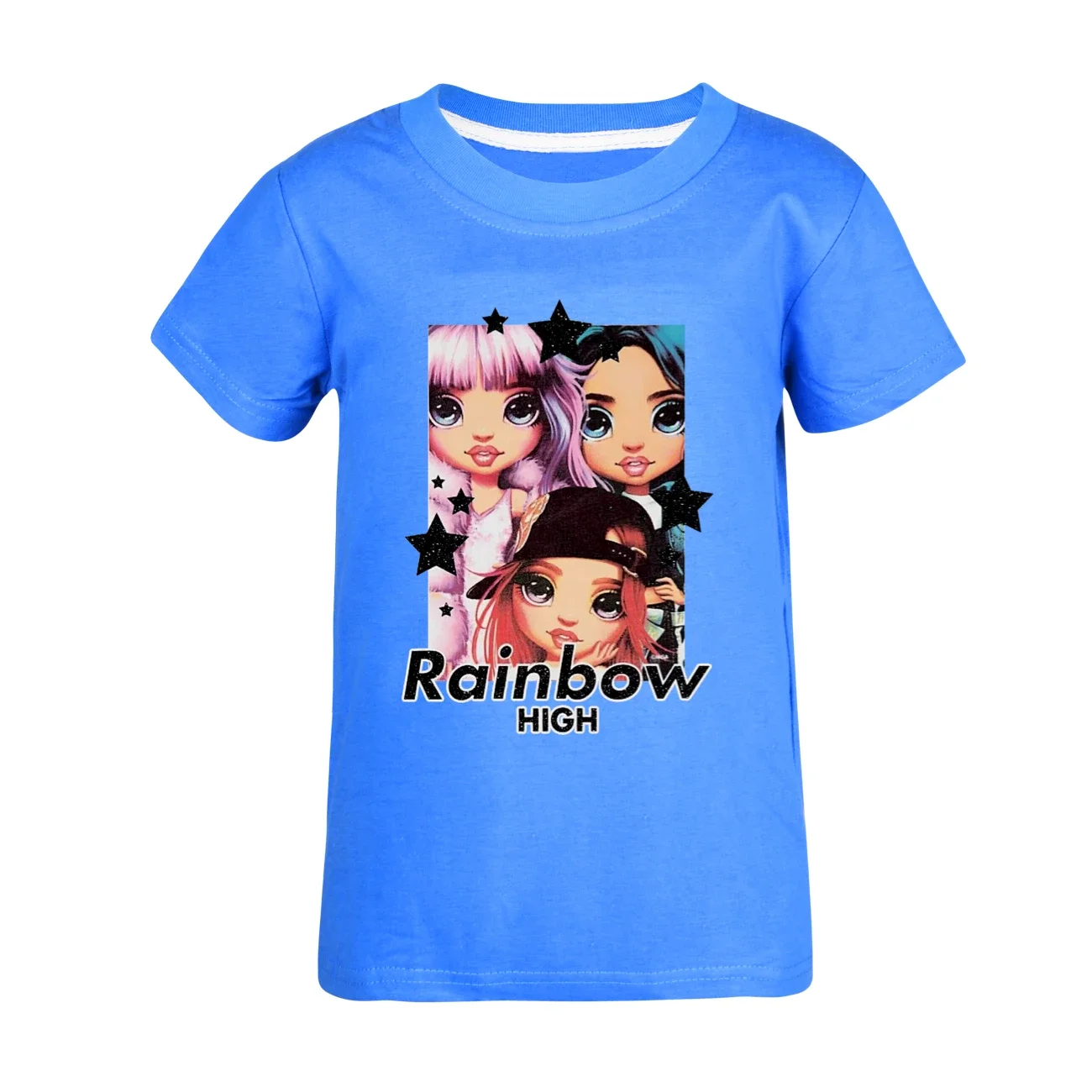 2024 New Rainbow High T Shirt Kids Summer Clothes Girl Short Sleeve Tops Toddler Boy Fashion Streetwear Children Casual Clothing