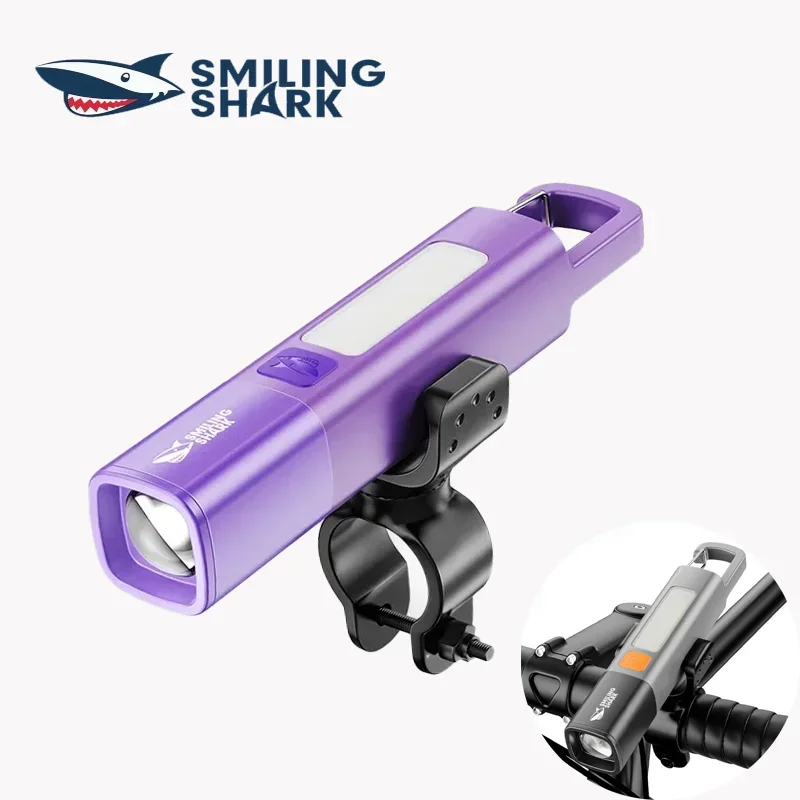 SMILING SHARK Outdoor Mini Side Light Night Riding Lamp Zoomable Long Range Portable LED Flashlight Bicycle Light with Clip-on