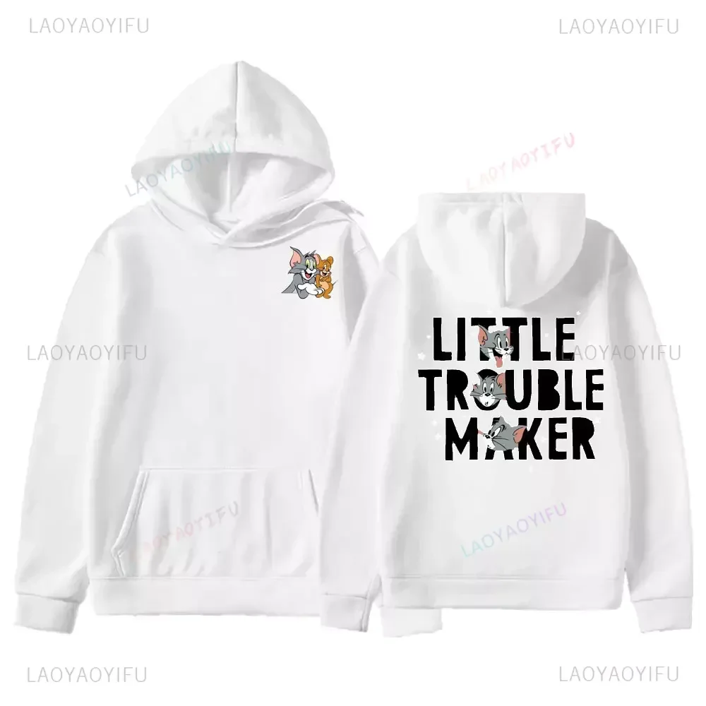 Moletom unissex Tom e Jerry Cartoon com capuz, pulôver de gato e rato Ulzzang Hoody, homens e mulheres, moda casual, outono e inverno, 2021