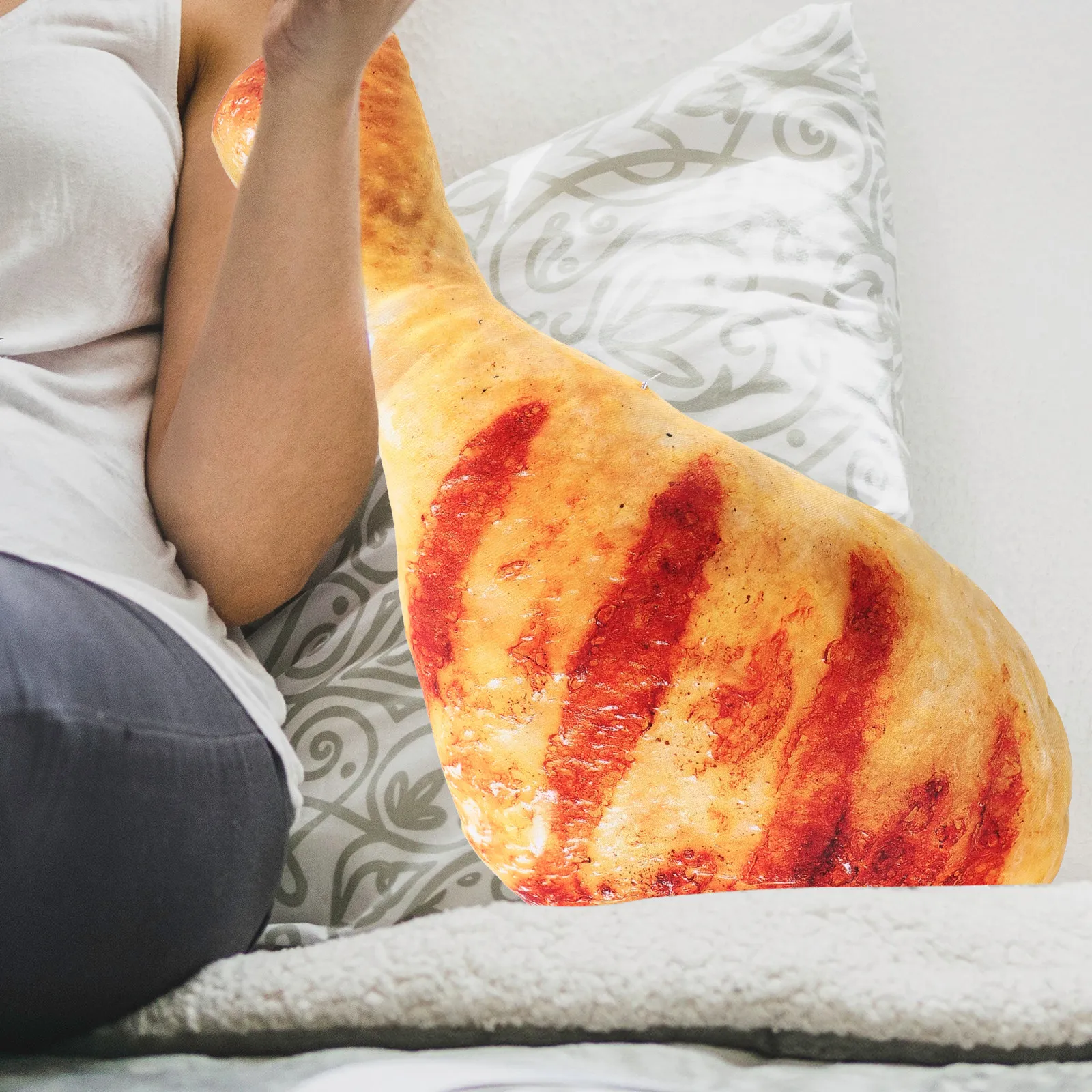 Realistyczna poduszka 3D w kształcie kurzej nogi - miękka, wypchana poduszka do dekoracji domu i biura, zabawna poduszka w kształcie jedzenia dla komfortu w łóżku i na kanapie.