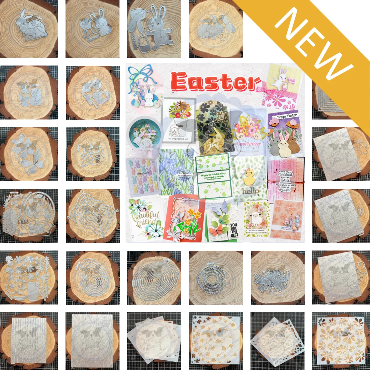 

Easter 2026 Eggs Rabbit Basket Bouquet Bubble Spin Metal Cutting Dies Hot Foil Leaves Stencil For DIY Decorating Scrapbook Card