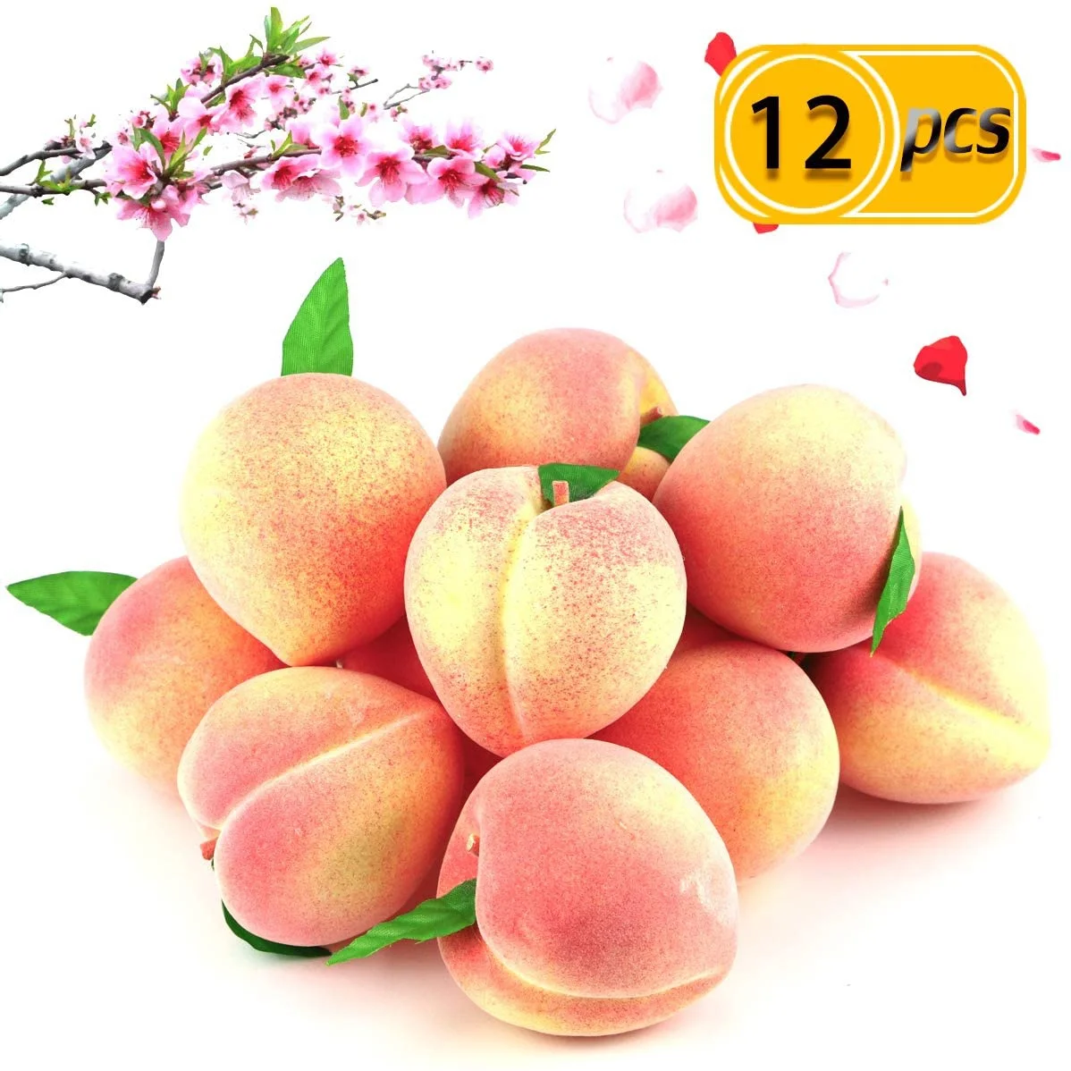 12PCS  Artificial Fruit Plastic Lifelike Peach Home Display Decoration For Still Life Paintings Decoration(Pink,2.95