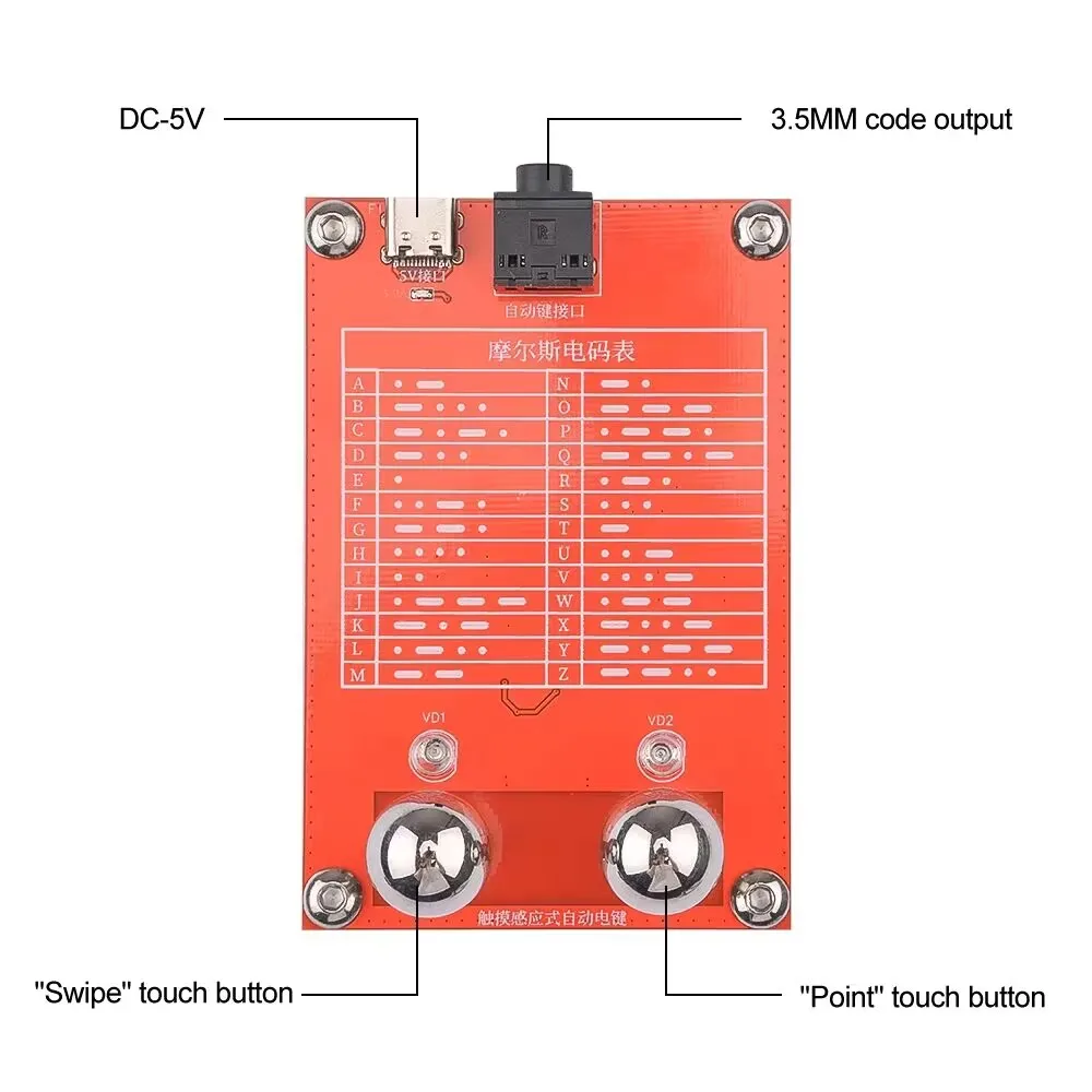 Morse Touch Sensing Automatic Key DC 5V CW Type-C USB for Maker Group