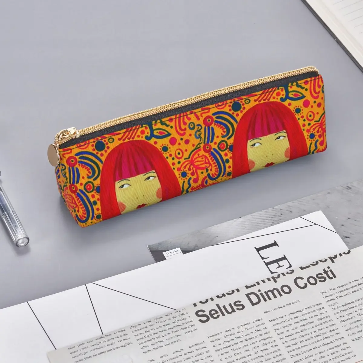 Yayoi Kusama Abstract Painting Pencil Case for Studen School Pen Box Pencil Bag Stationery Supplies Pen Holder Bag