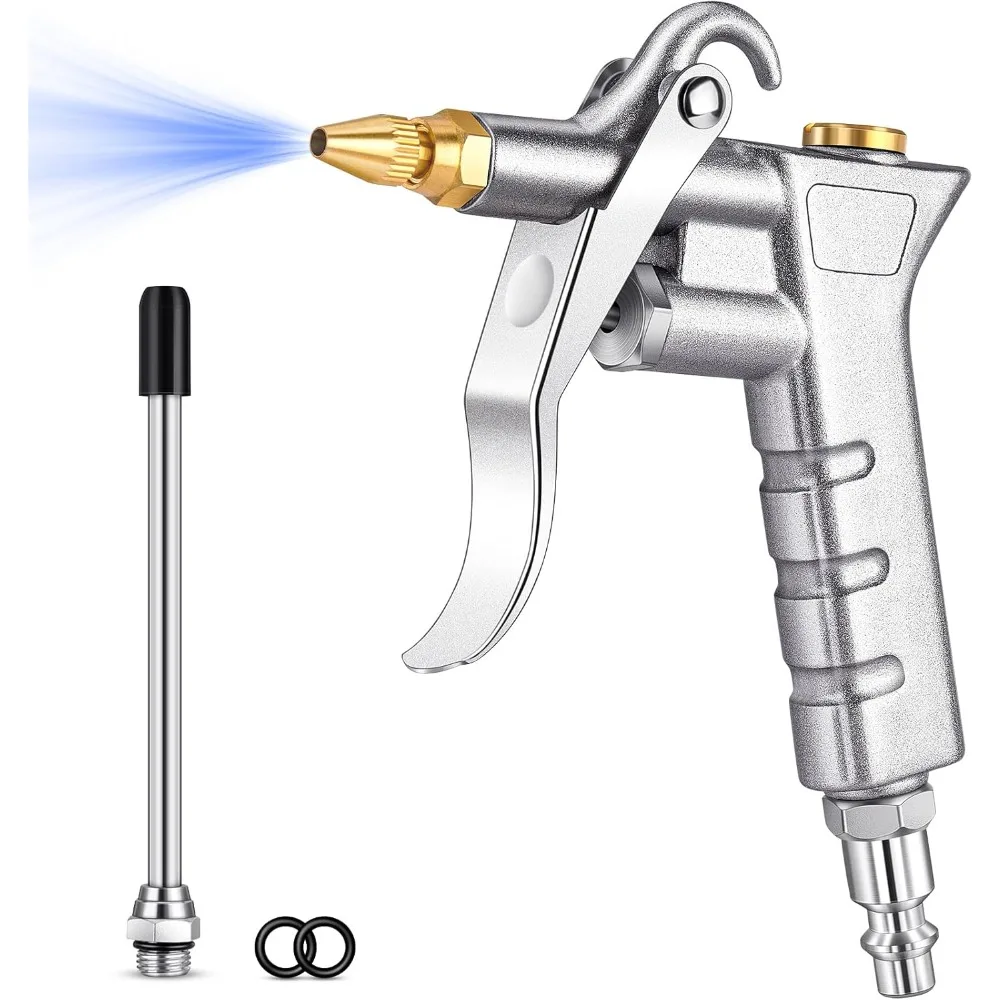 Metal Air Blow Gun Kit  Adjustable Nozzle Steel Extension 1/4