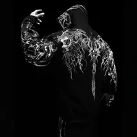 2025New estilo americano Sudadera con capucha para hombre marca de moda estilo oscuro deportes Fitness High Street Otoño Invierno sudadera para hombre