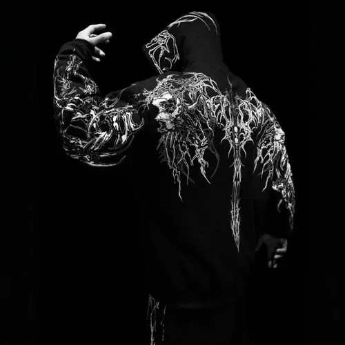 2025New estilo americano Sudadera con capucha para hombre marca de moda estilo oscuro deportes Fitness High Street Otoño Invierno sudadera para hombre