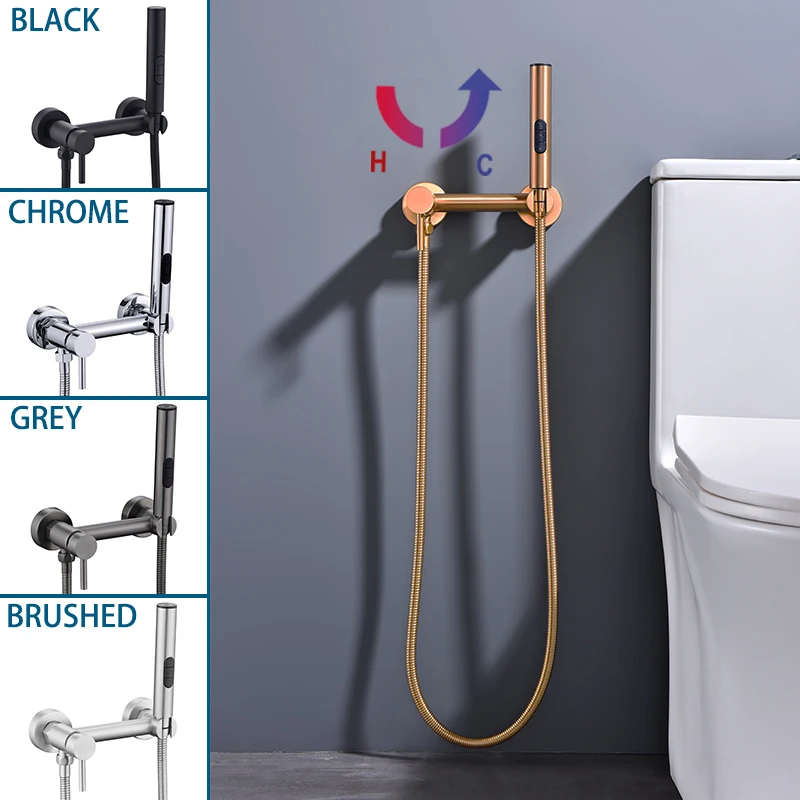 Brass Handheld Toilet bidet sprayer set Accessories Black Bidet Faucet for Bathroom Hand sprayer shower Jet self cleaning Gold