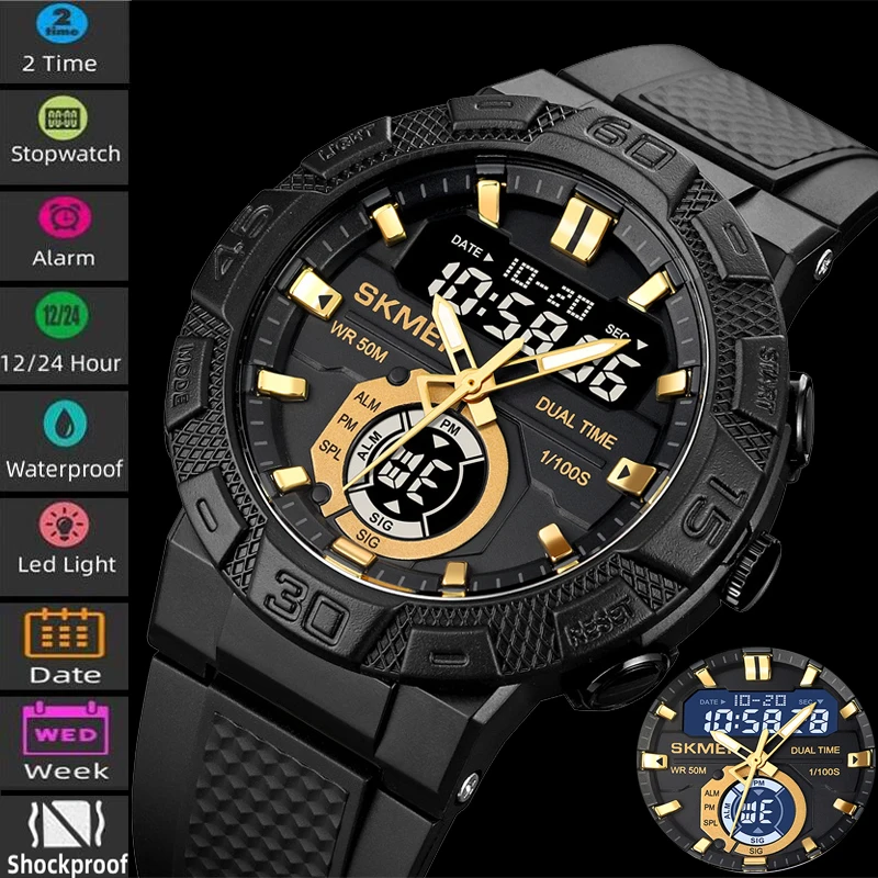 

Skmei Men's Waterproof Digital Sport Watch Top Fashion Clock Stopwatch LED Multifunctional Wristwatches Relojes Para Hombres