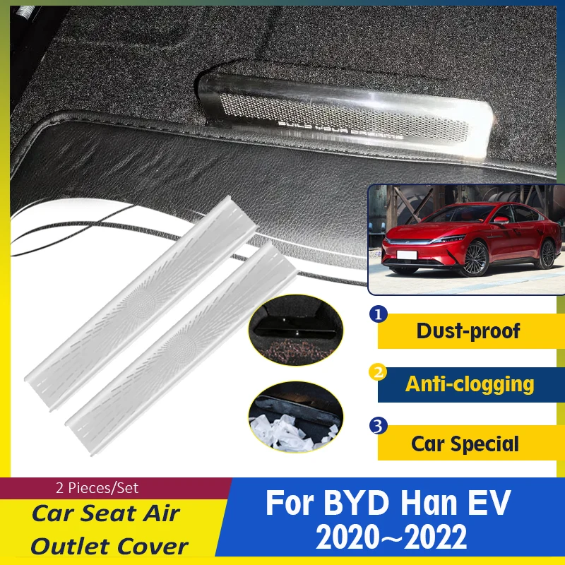 

Car Air Outlet Covers For BYD Han EV e9 2020 2021 2022 ABS Under Seat Conditioner Vents Protection Cap 2PCS Set Auto Accessories