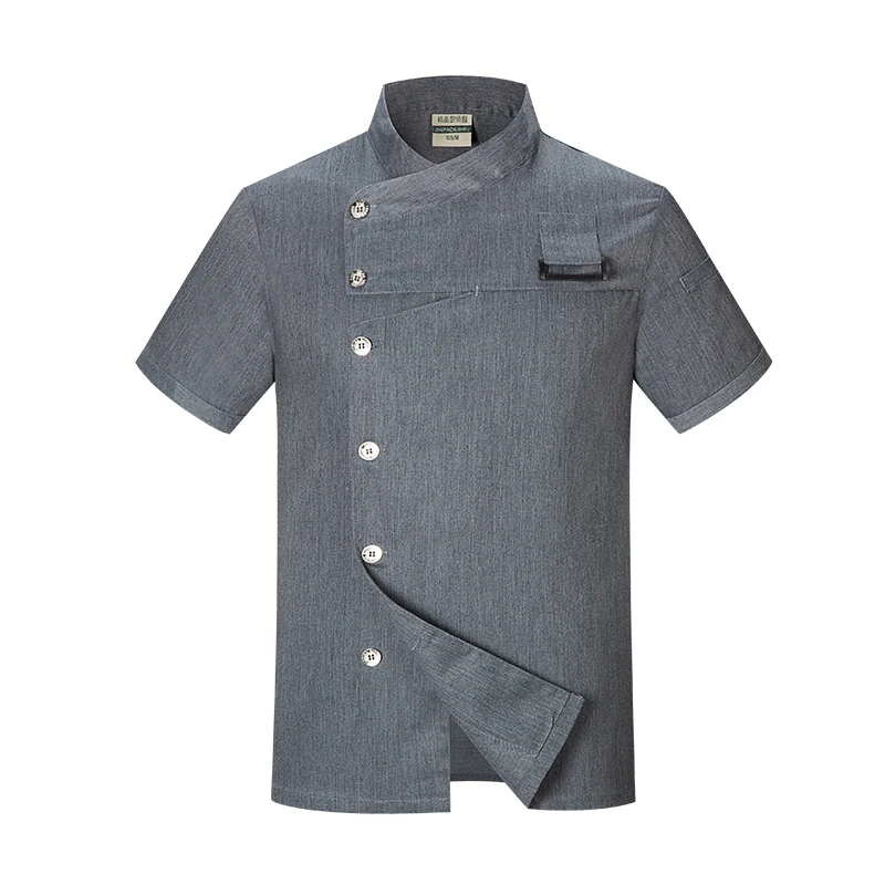 Ensemble de Chef Cuisinier Imbibé, Uniforme et Tablier, Robe Deux Pièces, Veste de Cuisinier avec Tablier, Gris, Restaurant, Hôtel