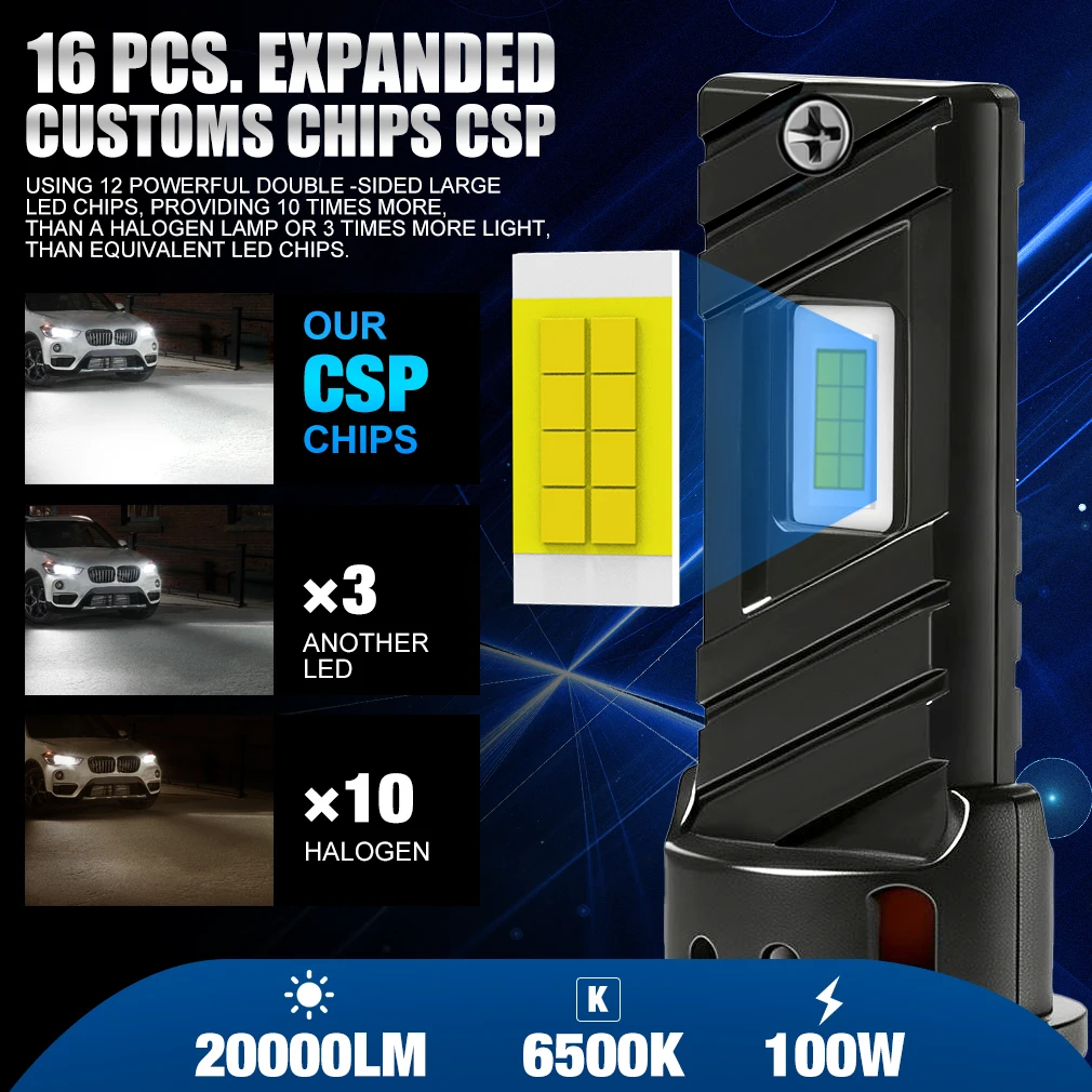 XSTORM H11 H8 LED Headlight Canbus 9005 Hb3 Hb4 9006 Led  Blubs for Car 100W 30000LM Headlamp Fog Lamp 6000K Auto Diode Light