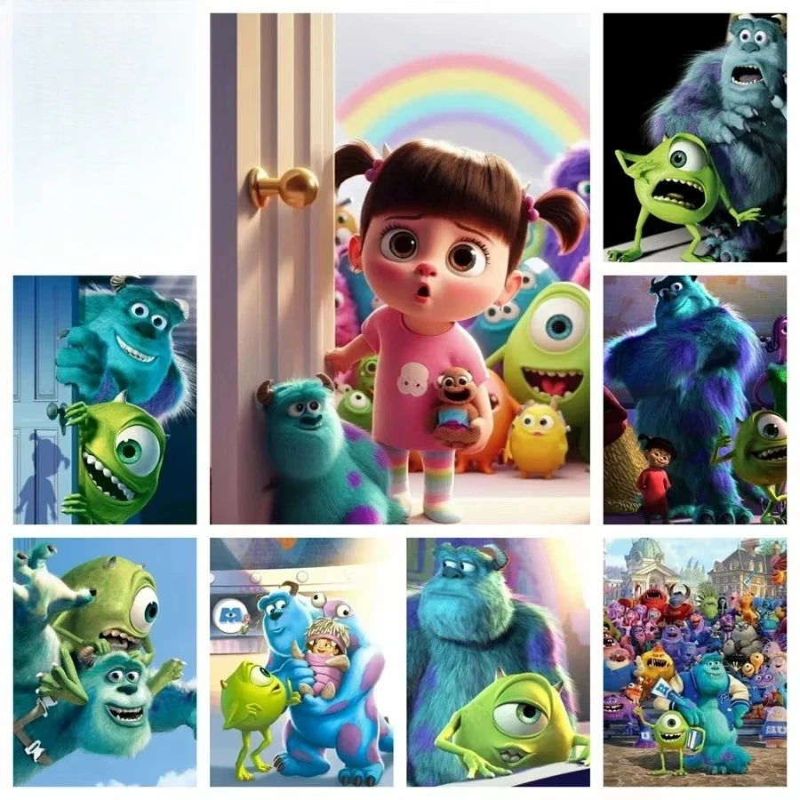 

Картина маслом по номерам Disney Monsters Inc, мультяшная картина для украшения дома, настенная картина для спальни, декор для комнаты, подарок, безрамный