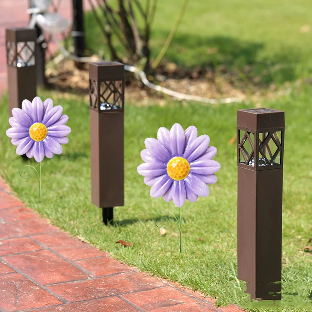 

2 Pcs Iron Art Flower Pot Insert White Purple Premium Outdoor Garden Stakes Lawn Patio Decor Metal Craft Gardening Ornament